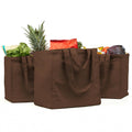 Canvas Grocery Bag 3pc XL Set with Real Pockets, Long Shoulder Strap and Short Handle. Heavy Duty, Foldable, Washable