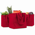 Canvas Grocery Bag 3pc XL Set with Real Pockets, Long Shoulder Strap and Short Handle. Heavy Duty, Foldable, Washable