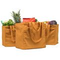 Canvas Grocery Bag 3pc XL Set with Real Pockets, Long Shoulder Strap and Short Handle. Heavy Duty, Foldable, Washable